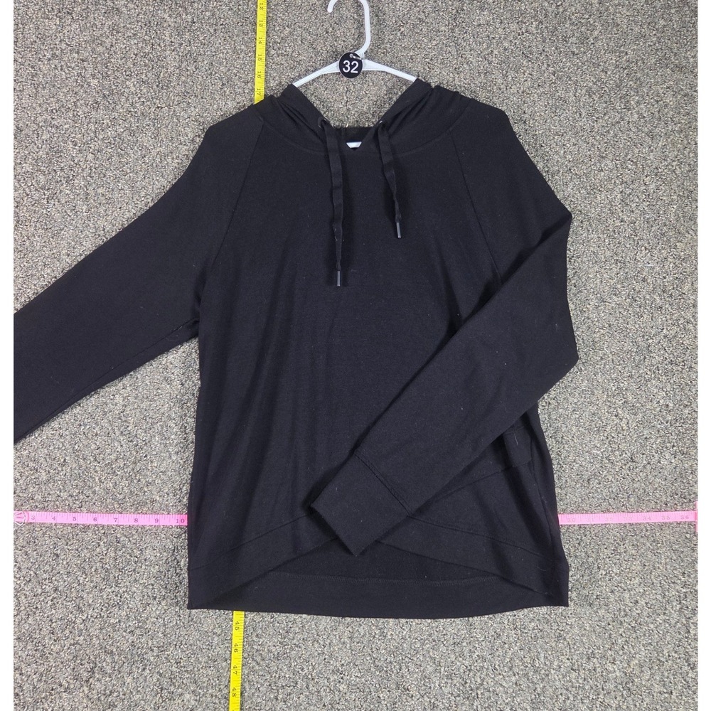 90 Degree by Reflex Hoodie Women Large Black Tulip Hem Thumbhole Activewear